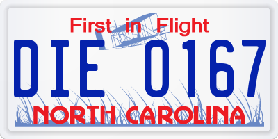 NC license plate DIE0167