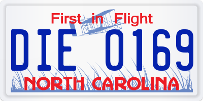 NC license plate DIE0169