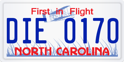 NC license plate DIE0170