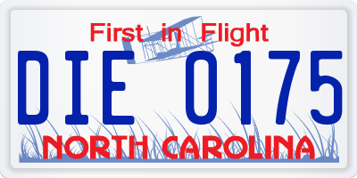 NC license plate DIE0175