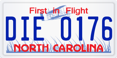 NC license plate DIE0176