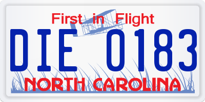 NC license plate DIE0183