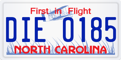 NC license plate DIE0185