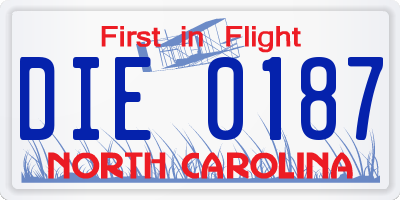 NC license plate DIE0187
