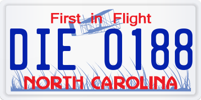 NC license plate DIE0188