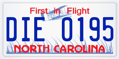 NC license plate DIE0195