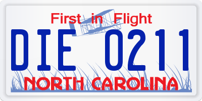 NC license plate DIE0211