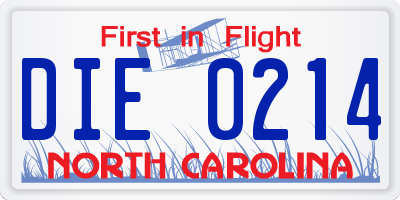 NC license plate DIE0214