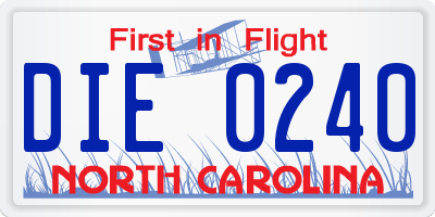 NC license plate DIE0240