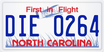NC license plate DIE0264