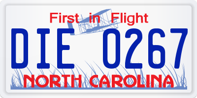 NC license plate DIE0267