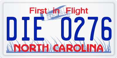 NC license plate DIE0276