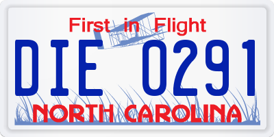 NC license plate DIE0291