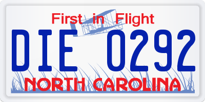 NC license plate DIE0292