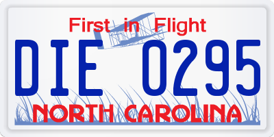 NC license plate DIE0295