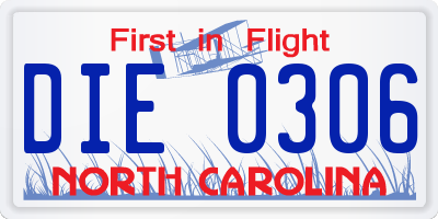 NC license plate DIE0306