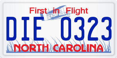 NC license plate DIE0323