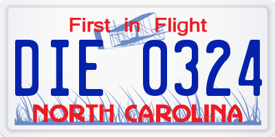 NC license plate DIE0324
