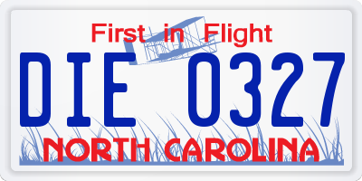 NC license plate DIE0327
