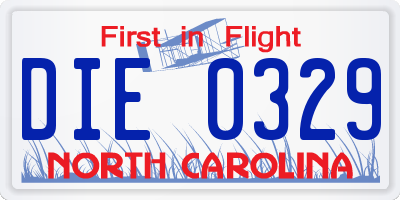 NC license plate DIE0329