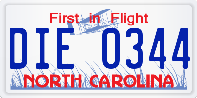 NC license plate DIE0344