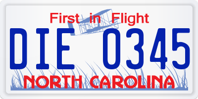NC license plate DIE0345