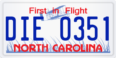 NC license plate DIE0351