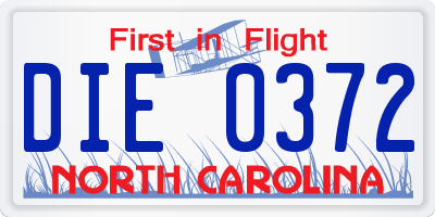 NC license plate DIE0372