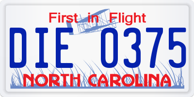 NC license plate DIE0375