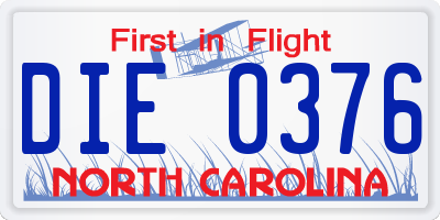 NC license plate DIE0376