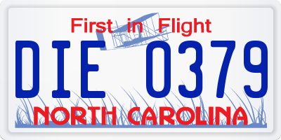 NC license plate DIE0379