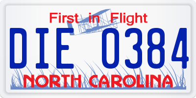 NC license plate DIE0384