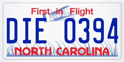 NC license plate DIE0394