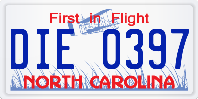NC license plate DIE0397