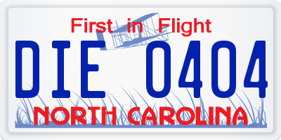 NC license plate DIE0404