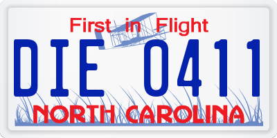 NC license plate DIE0411