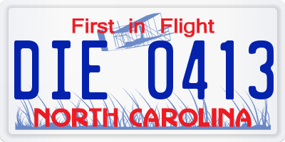NC license plate DIE0413