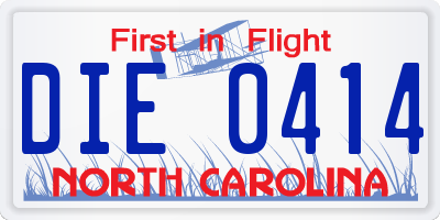 NC license plate DIE0414