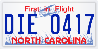 NC license plate DIE0417