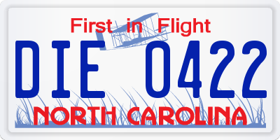 NC license plate DIE0422