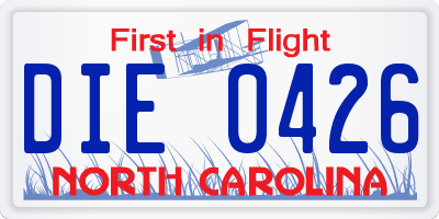 NC license plate DIE0426
