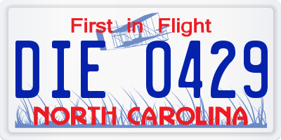 NC license plate DIE0429