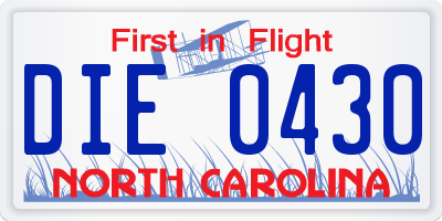 NC license plate DIE0430