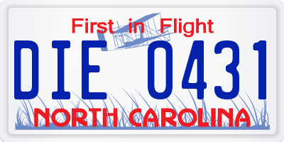 NC license plate DIE0431