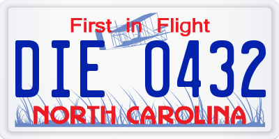 NC license plate DIE0432