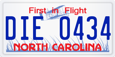 NC license plate DIE0434