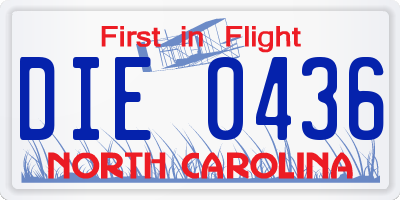 NC license plate DIE0436