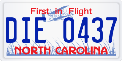 NC license plate DIE0437