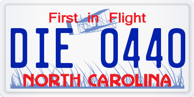 NC license plate DIE0440