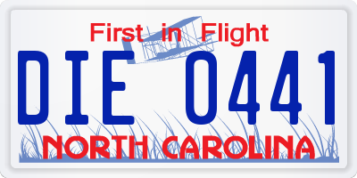 NC license plate DIE0441